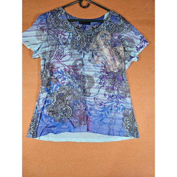 Appropriate Behavior Blouse /Shirt Ocean Blue 100% Polyester Women Size XX-Large - Picture 5 of 5